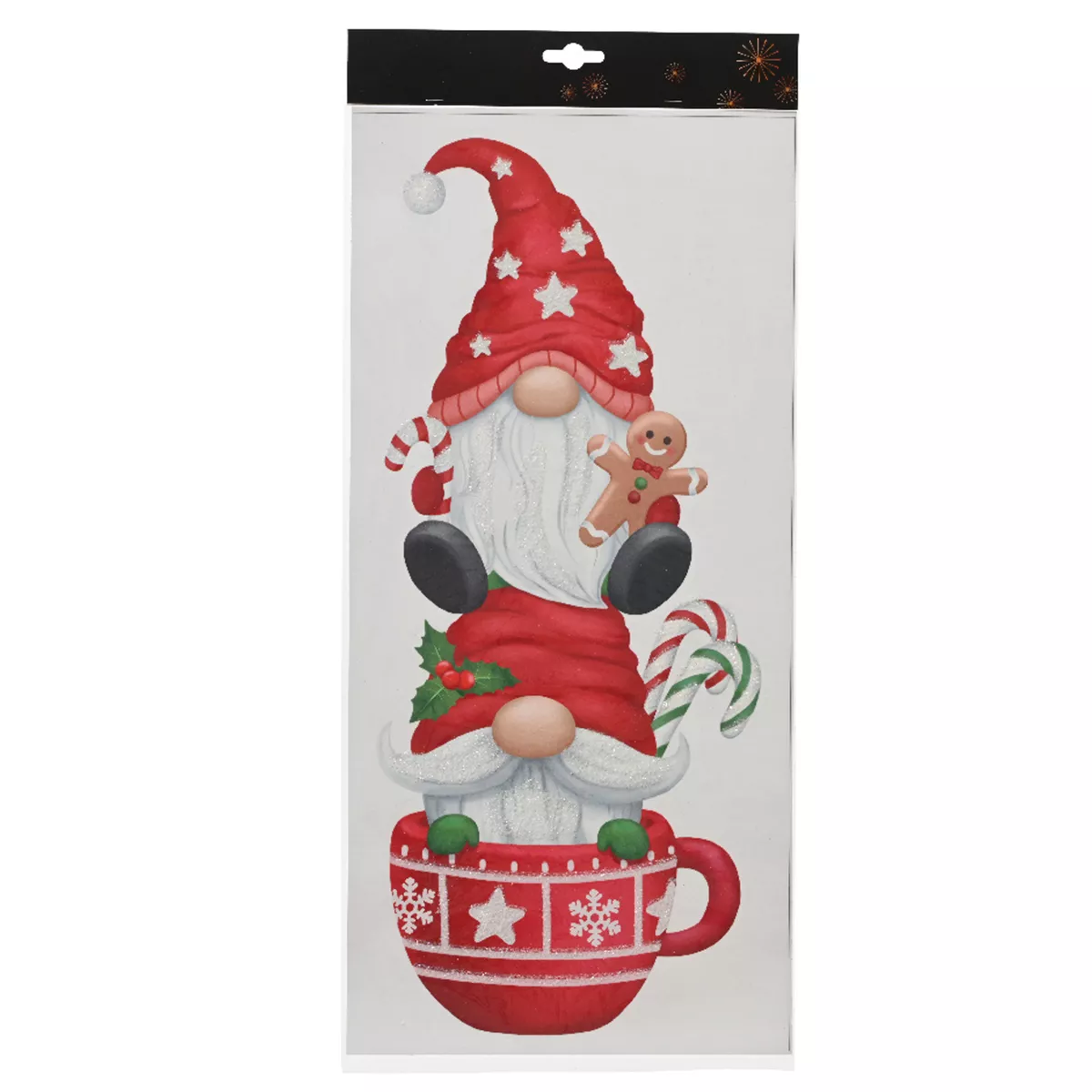 eminza Sticker de Noël pour fenêtre Tasse et Lutins gourmands