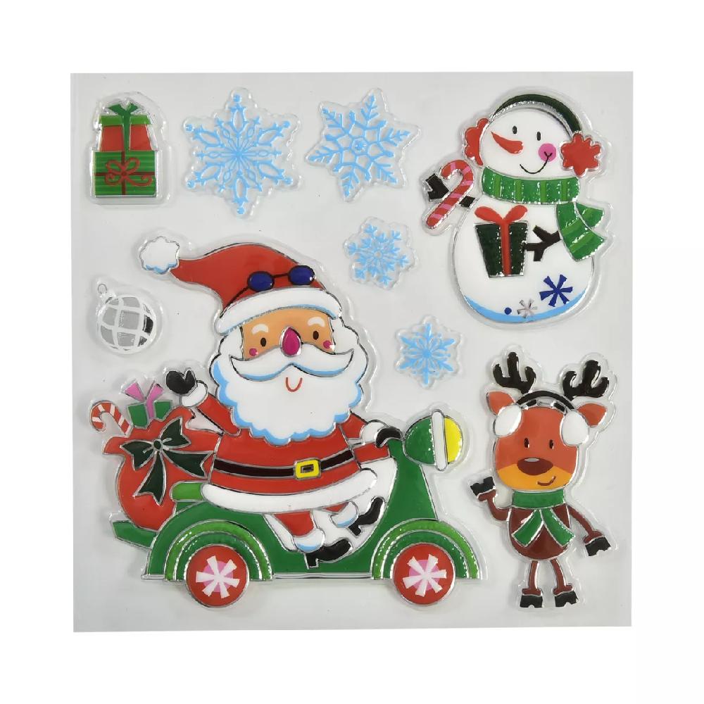 eminza Stickers de Noël pour fenêtre Papa Noël et ses amis