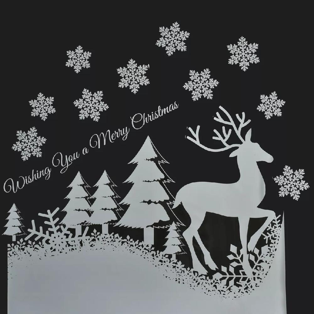 eminza Stickers de Noël pour fenêtre Paysage Merry Christmas