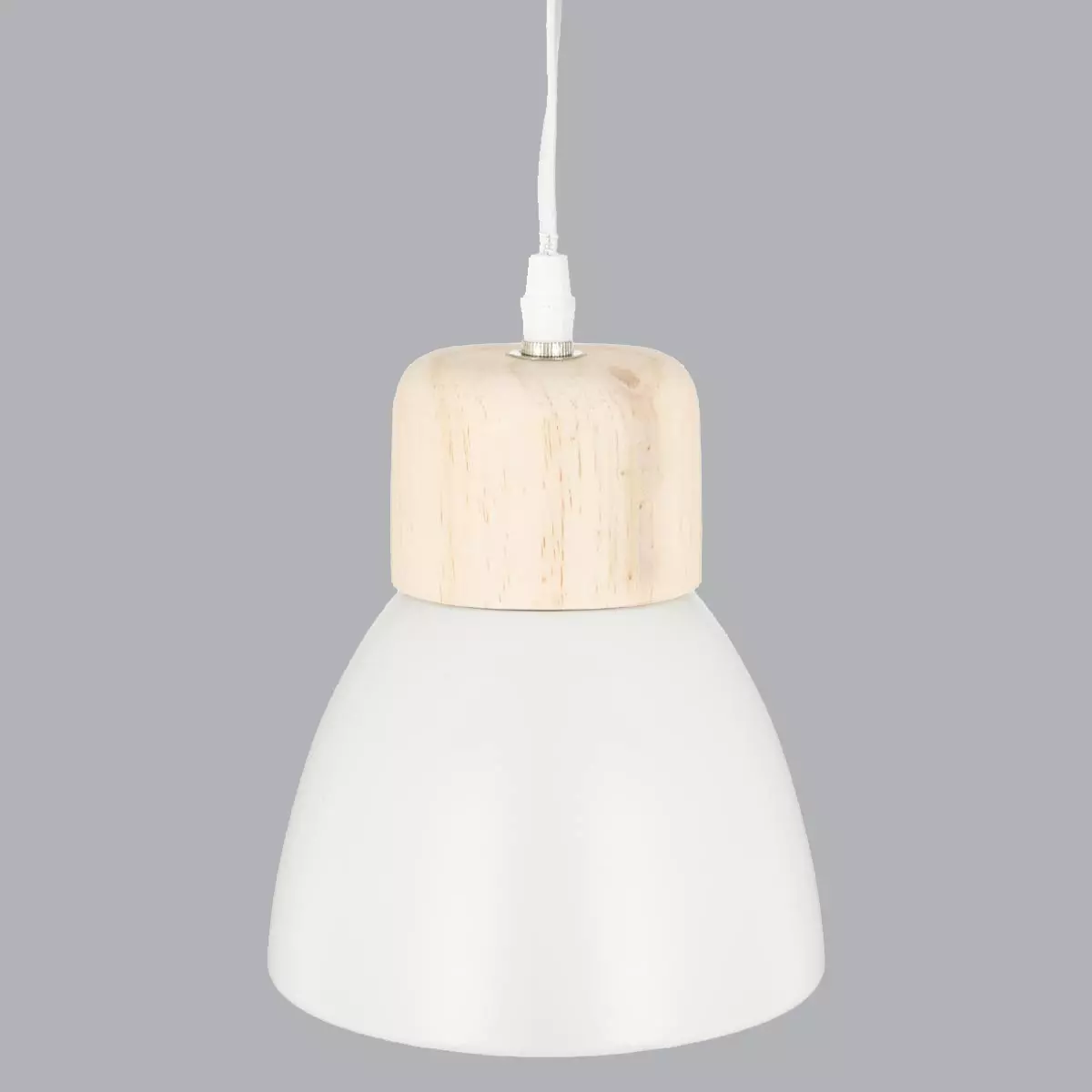 eminza Suspension bois et métal (D15 cm) Break Blanche