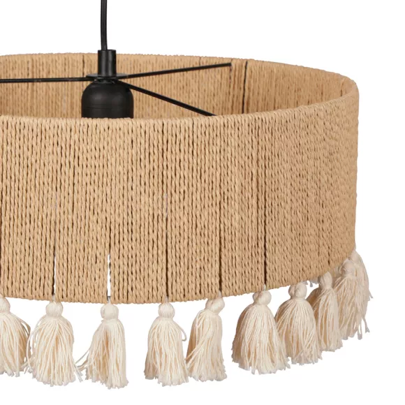 Eminza Suspension Cercle à Pompons Et Corde (D35 Cm) Charlotte Naturel