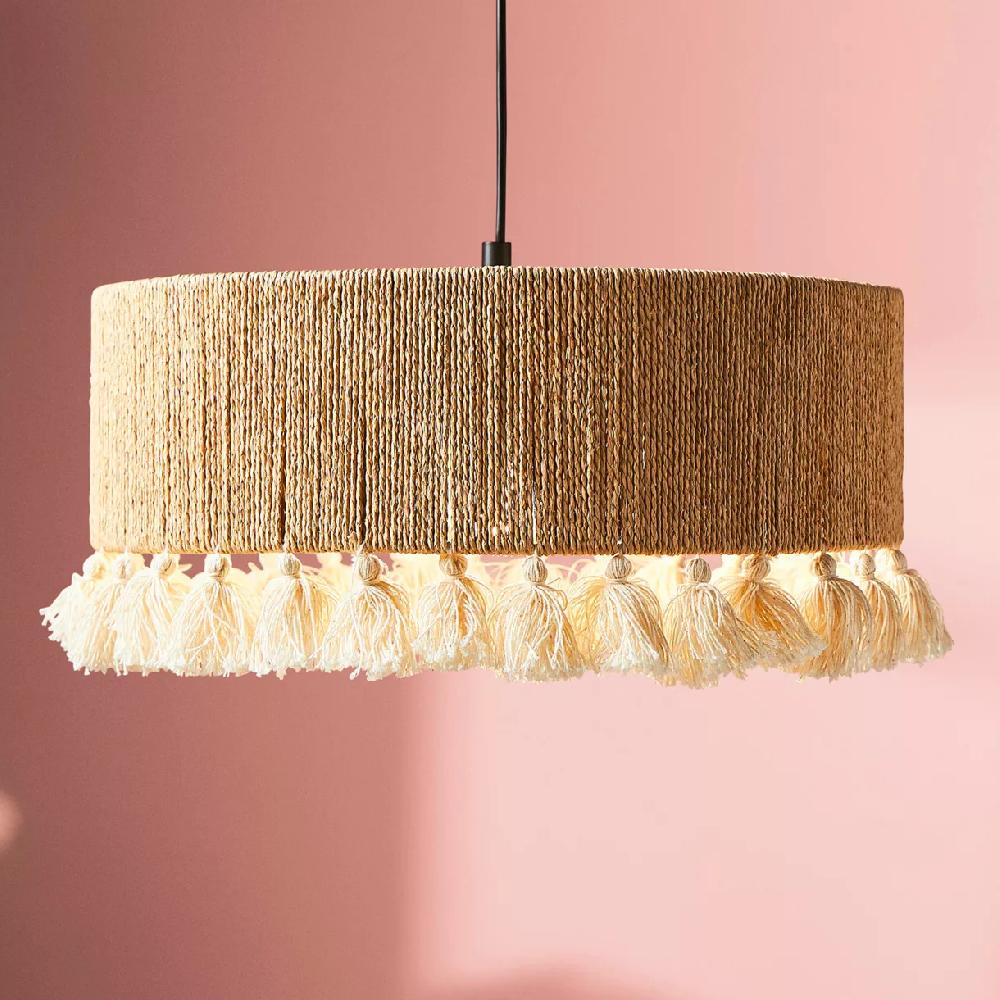 eminza Suspension cercle à pompons et corde (D35 cm) Charlotte Naturel