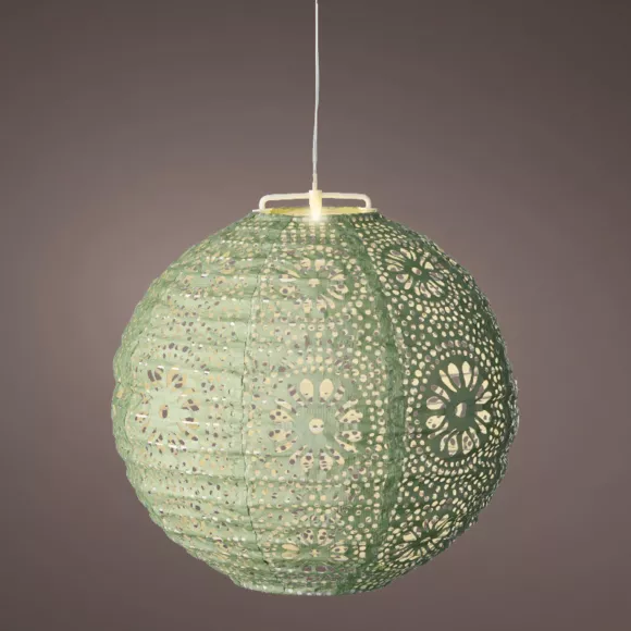Eminza Suspension De Jardin Solaire (H23 Cm) Lanterne Ajourée Verte