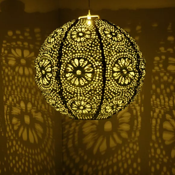 Eminza Suspension De Jardin Solaire (H23 Cm) Lanterne Ajourée Verte