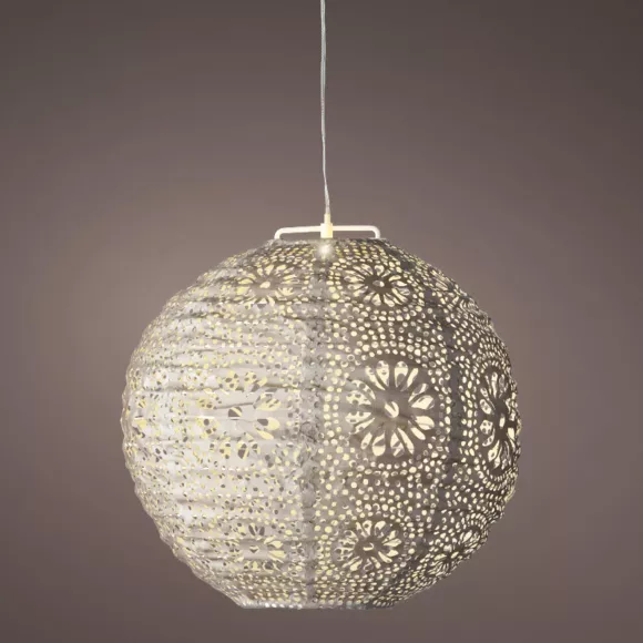 Eminza Suspension De Jardin Solaire (H23 Cm) Lanterne Ajourée Marron Clair