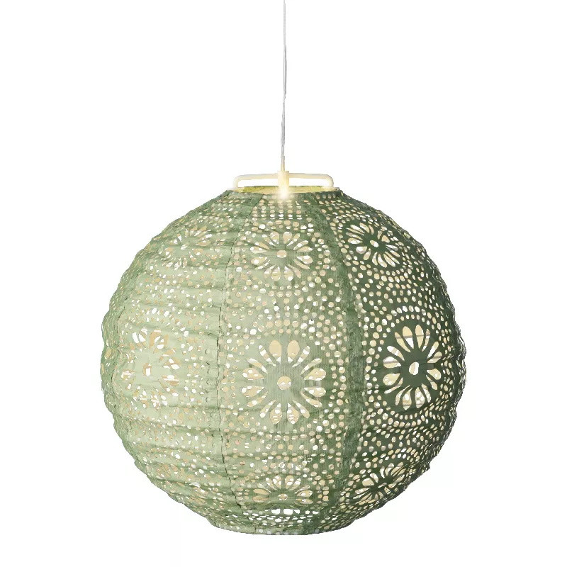 eminza Suspension de jardin solaire (H23 cm) Lanterne ajourée Verte