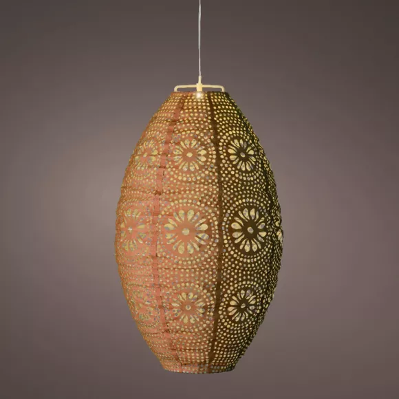 Eminza Suspension De Jardin Solaire (H38 Cm) Lanterne Ajourée Orange