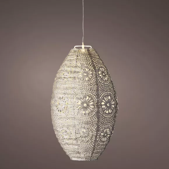 Eminza Suspension De Jardin Solaire (H38 Cm) Lanterne Ajourée Marron Clair