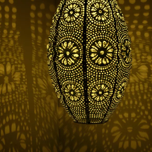 Eminza Suspension De Jardin Solaire (H38 Cm) Lanterne Ajourée Marron Clair