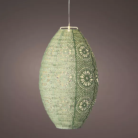 Eminza Suspension De Jardin Solaire (H38 Cm) Lanterne Ajourée Verte