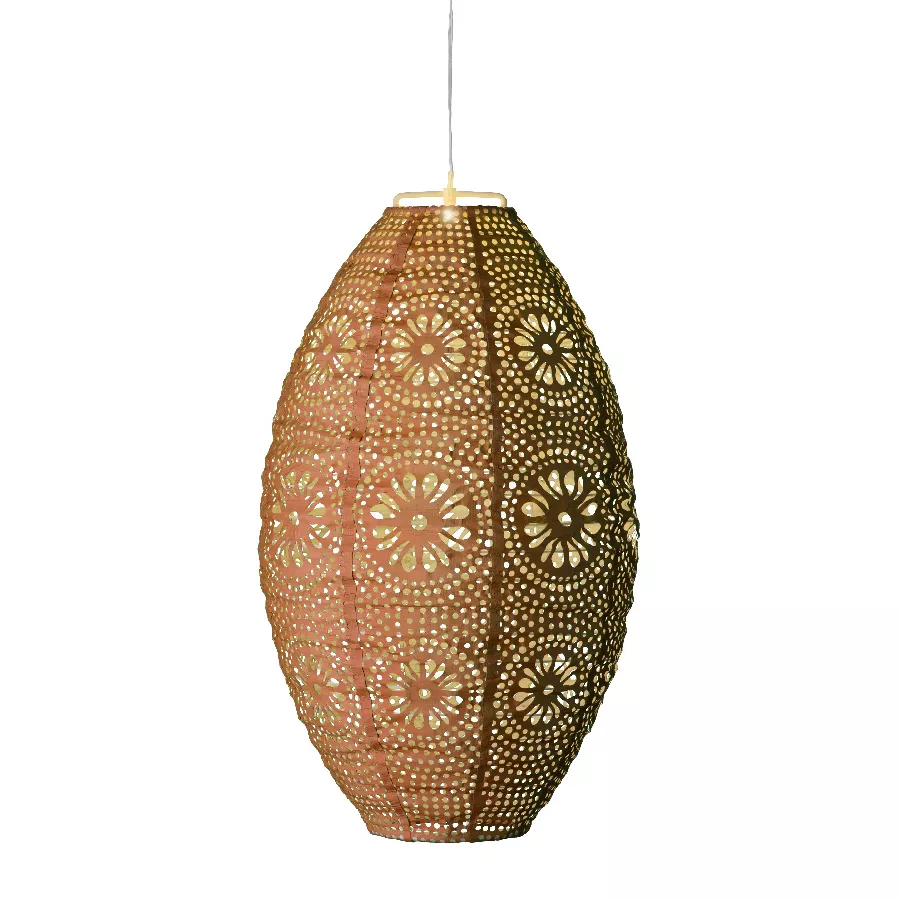 eminza Suspension de jardin solaire (H38 cm) Lanterne ajourée Orange