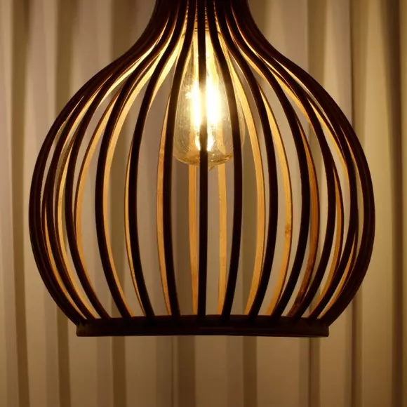 Eminza Suspension De Jardin Solaire LED (H40 Cm) Bambou Beige Naturel