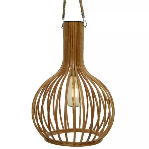Eminza Suspension De Jardin Solaire LED (H40 Cm) Bambou Beige Naturel