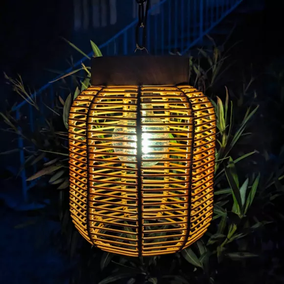 Eminza Suspension De Jardin Solaire Résine Tressée LED (D20 Cm) Toscane Terracotta