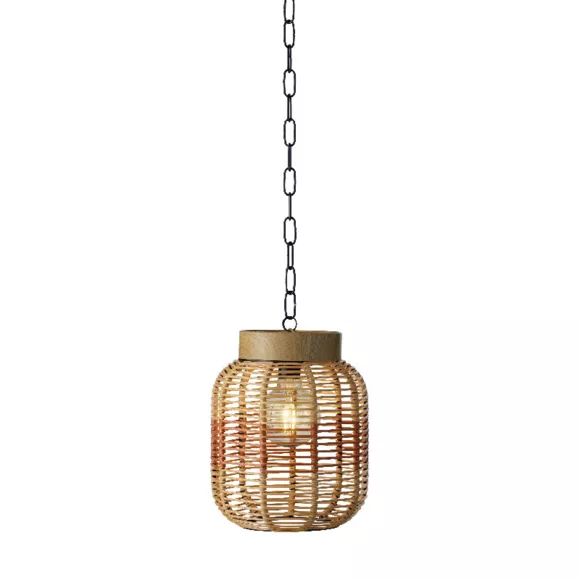 Eminza Suspension De Jardin Solaire Résine Tressée LED (D20 Cm) Toscane Terracotta