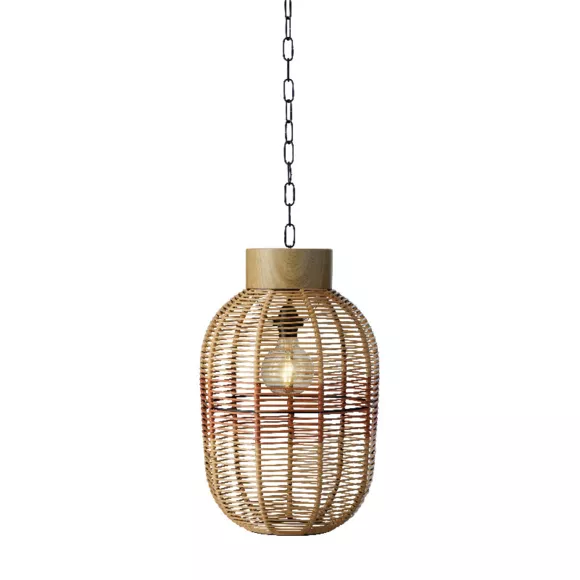 Eminza Suspension De Jardin Solaire Résine Tressée LED (D27 Cm) Toscane Terracotta