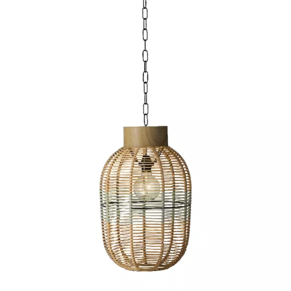 Eminza Suspension De Jardin Solaire Résine Tressée LED (D27 Cm) Toscane Vert