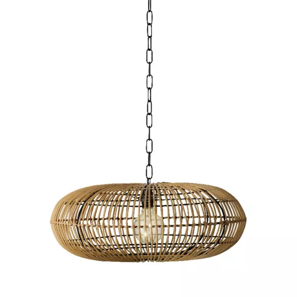 Eminza Suspension De Jardin Solaire Résine Tressée LED (D49 Cm) Sienna Naturel