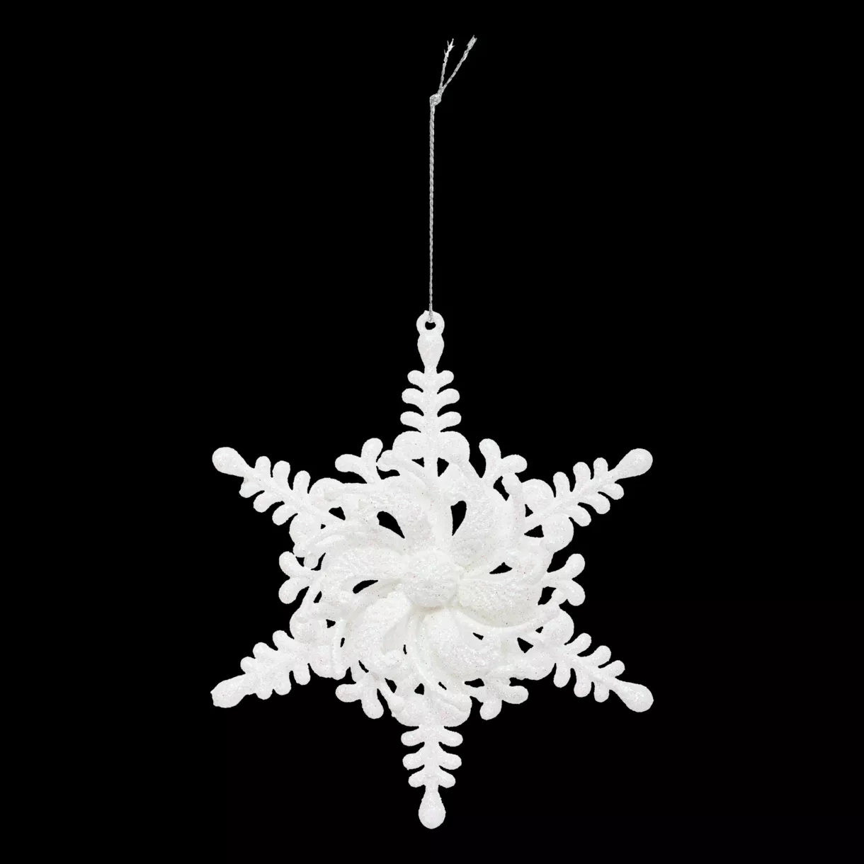 eminza Suspension de Noël (D12 cm) Étoile des neiges Blanc pailleté