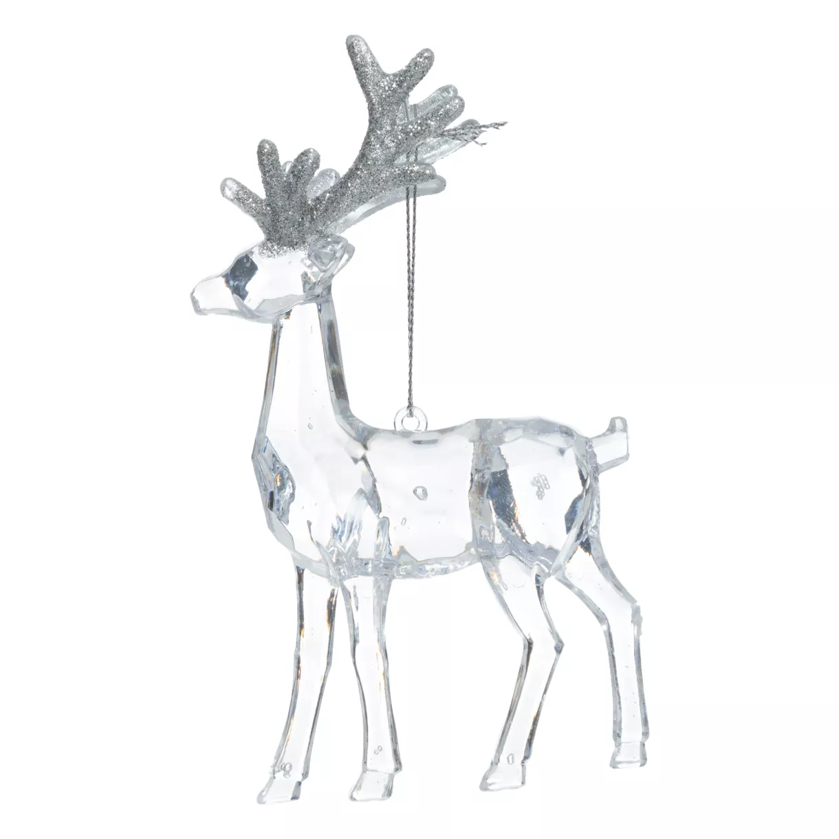 eminza Suspension de Noël (H14 cm) Renne des glaces Transparent