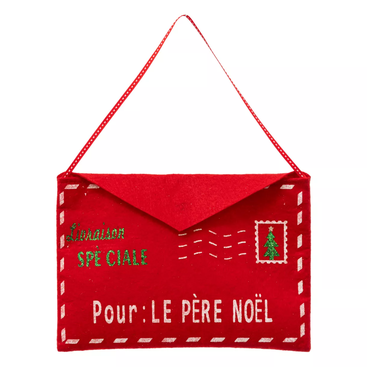 eminza Suspension déco en feutrine (H17 cm) Lettre au Père Noël