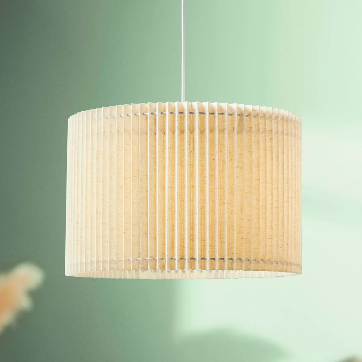 eminza Suspension en lin plissée (D33 cm) Auréline Ecru
