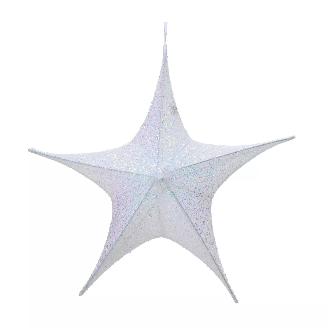 eminza Suspension géante (D135 cm) Étoile de Noël Christmas pailleté Irisé
