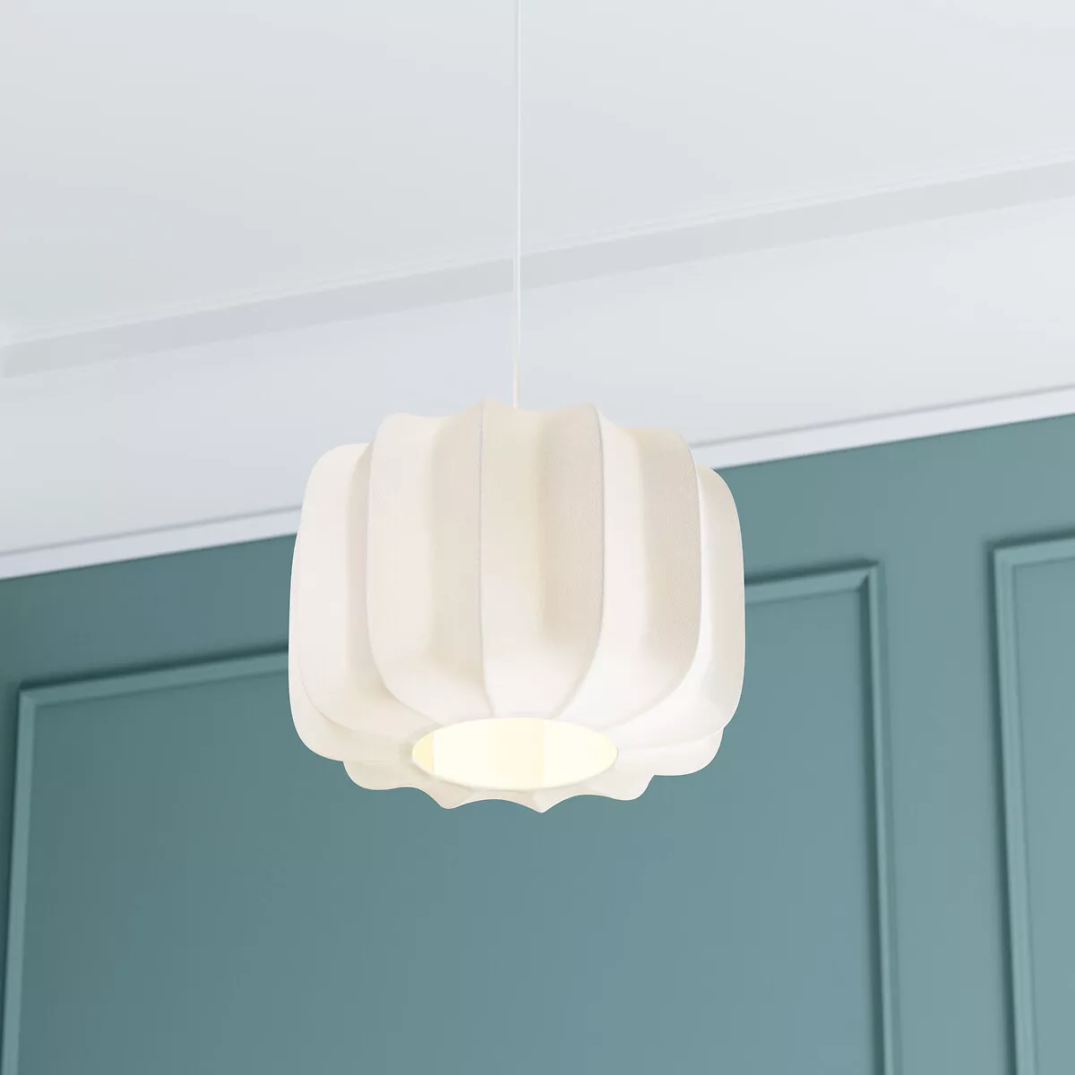 eminza Suspension luminaire coton (37 x 24 cm) Toby Blanc
