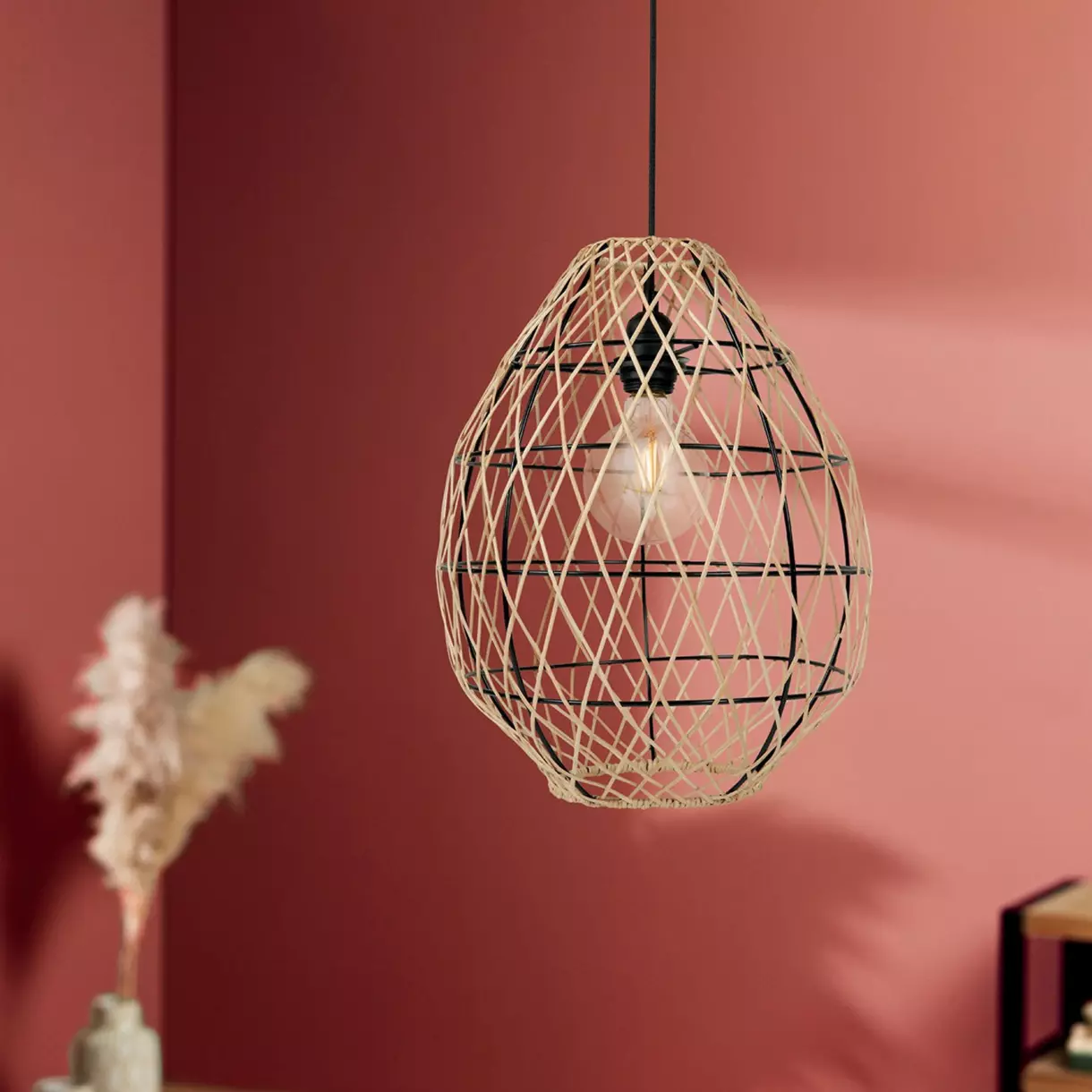 eminza Suspension lumineuse bambou (D32 cm) Keji Naturel