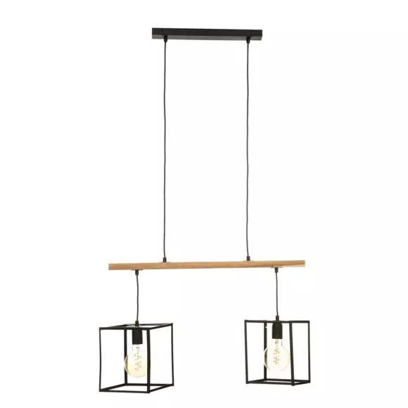 Eminza Suspension Lumineuse Bois Acacia (L70 X H120 Cm) Edena Noir