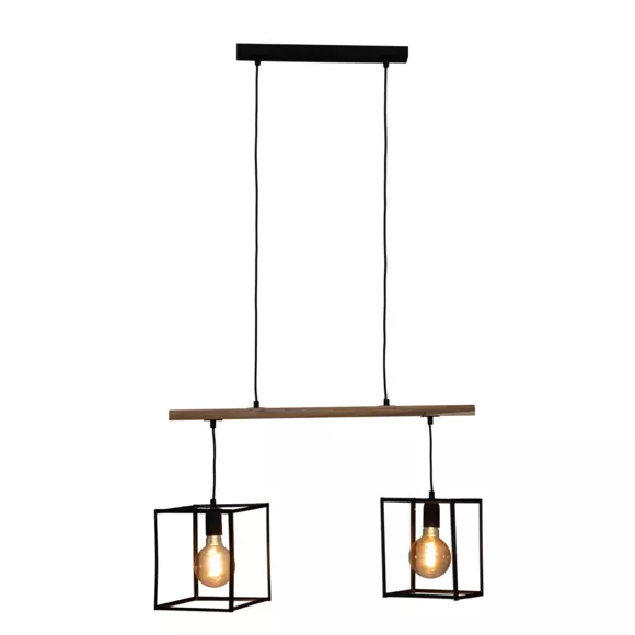 Eminza Suspension Lumineuse Bois Acacia (L70 X H120 Cm) Edena Noir
