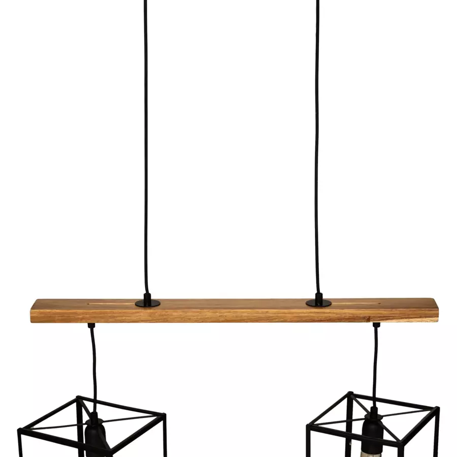 Eminza Suspension Lumineuse Bois Acacia (L70 X H120 Cm) Edena Noir
