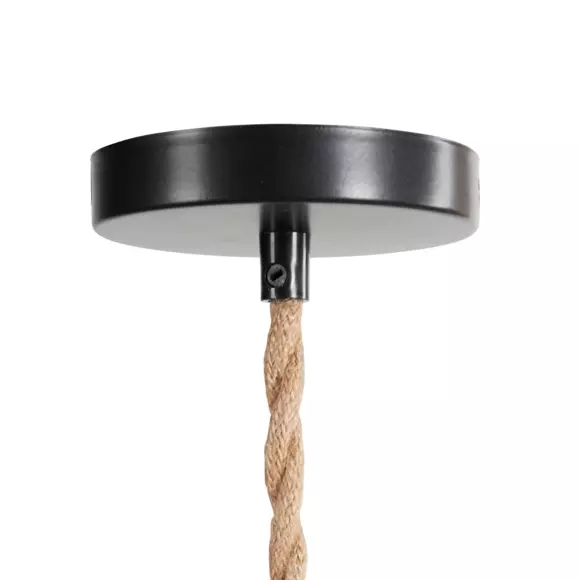 Eminza Suspension Lumineuse Chanvre (H90 Cm) Corde Naturel Et Noir