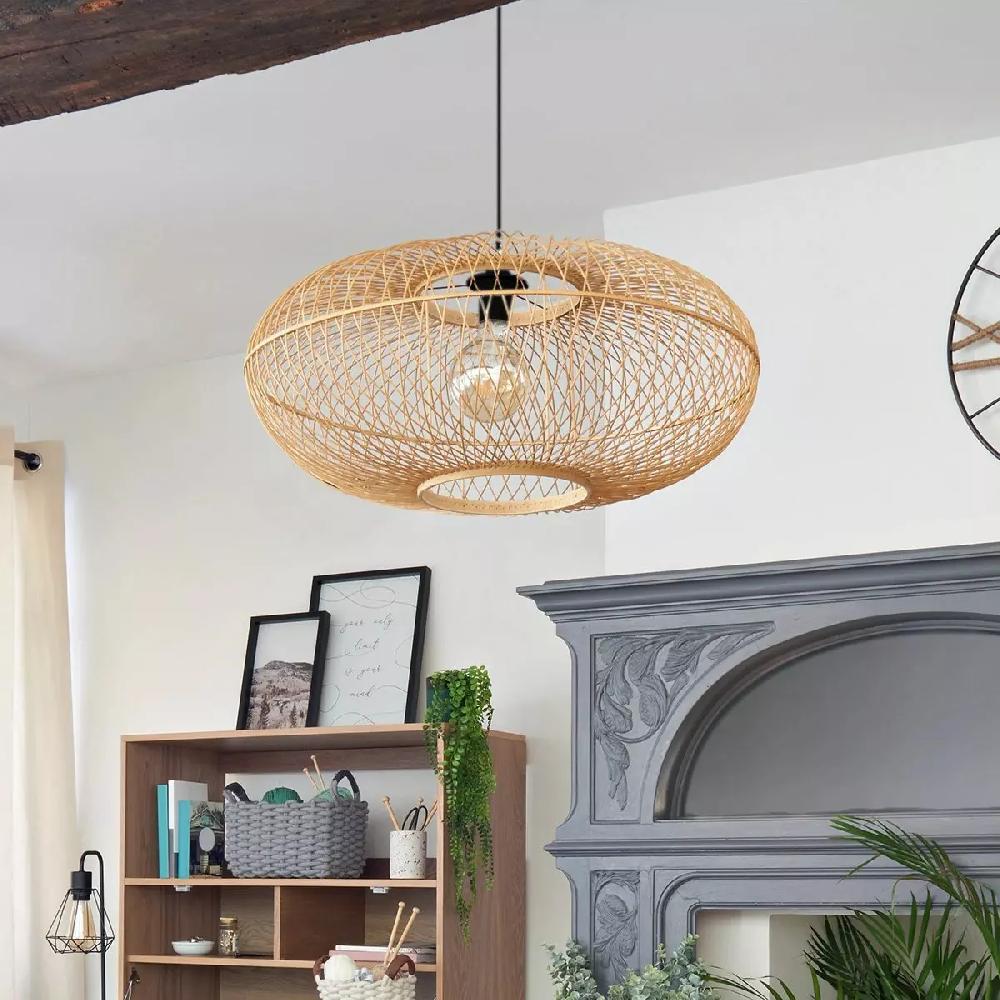 eminza Suspension lumineuse en bambou (D60 cm) Loren Naturel