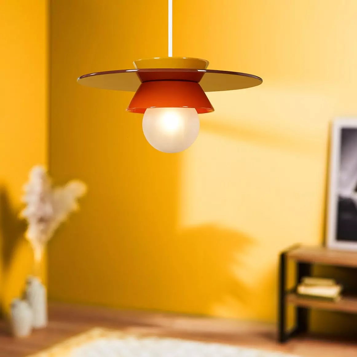 eminza Suspension lumineuse en céramique (D26 cm) Kendama Orange