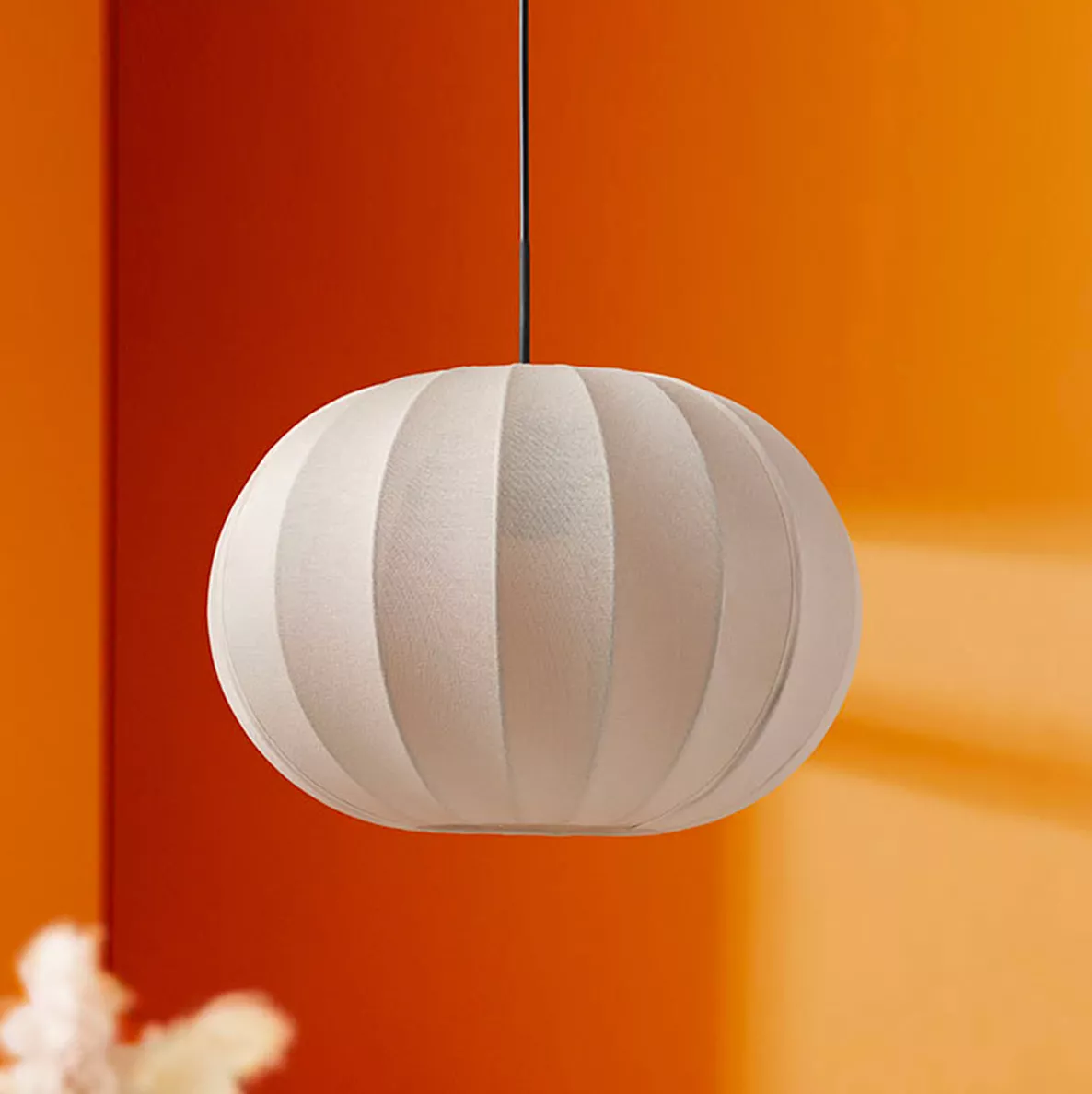 eminza Suspension lumineuse en coton (D32 cm) Moon Beige