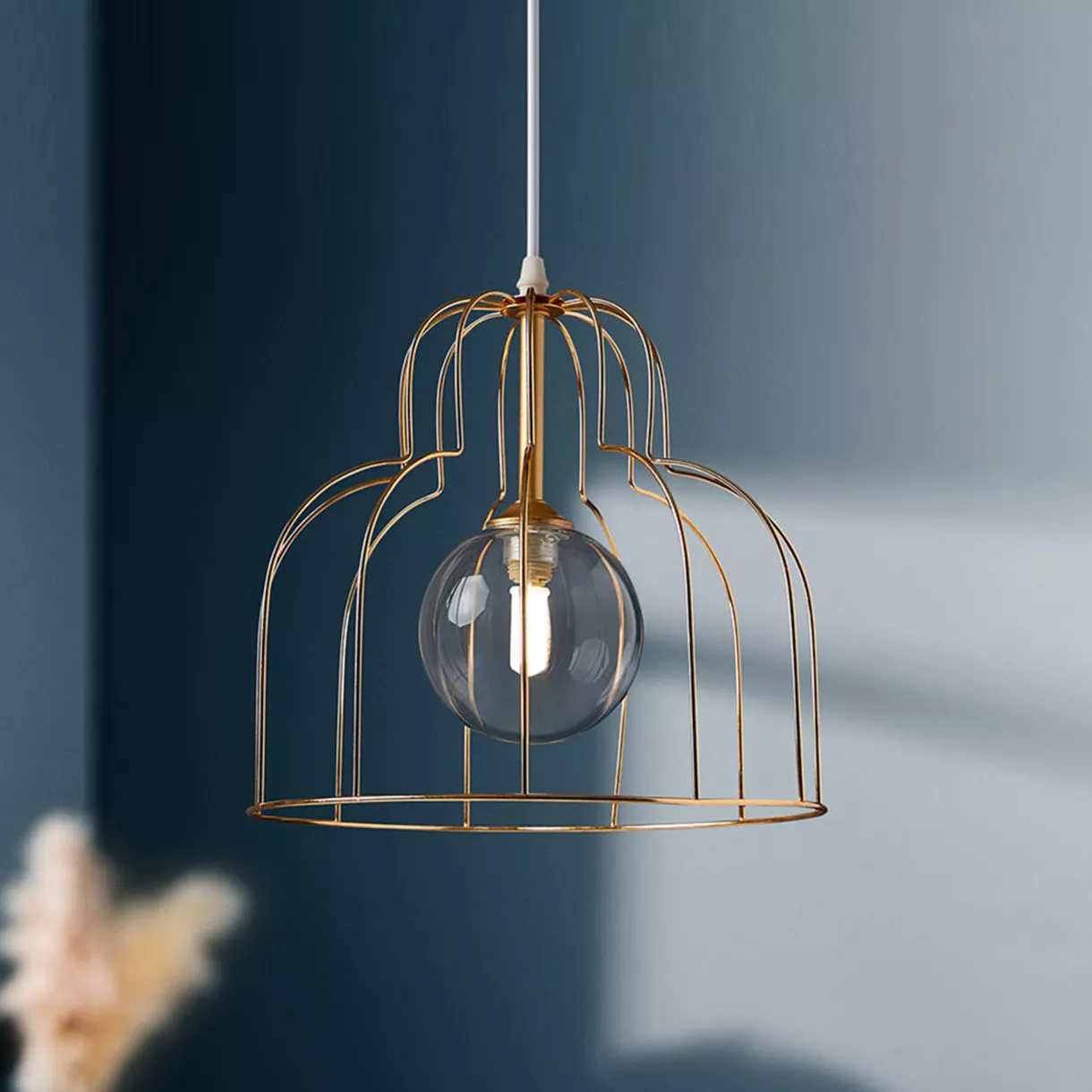 eminza Suspension lumineuse en métal (D25 cm) Alouette Or