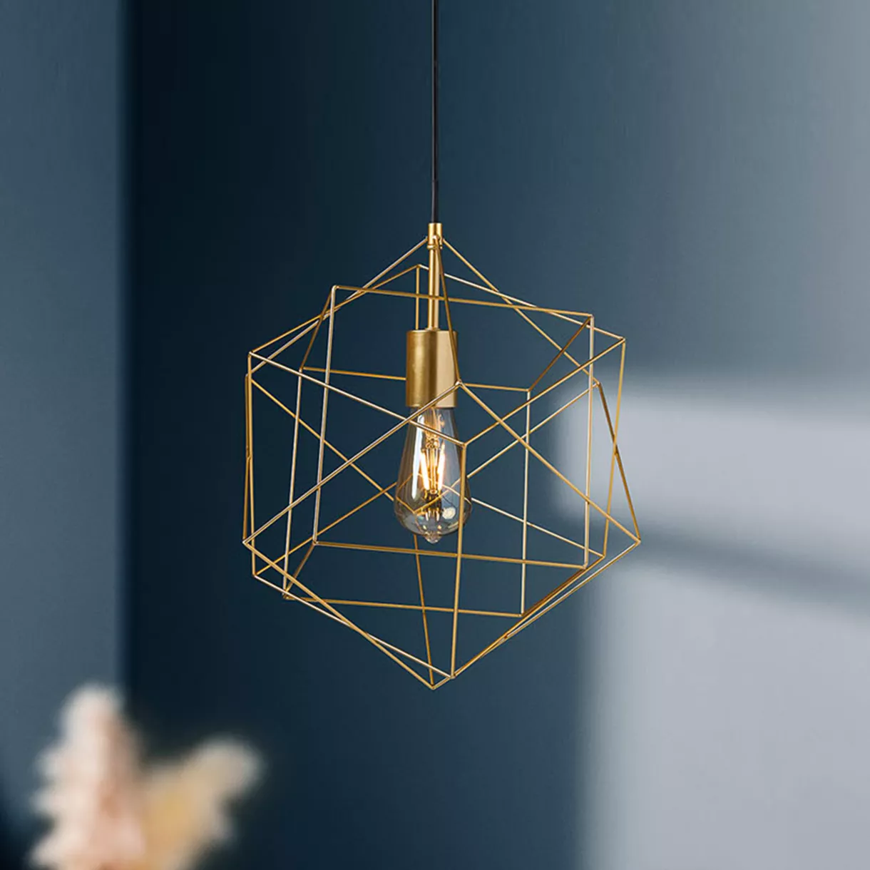 eminza Suspension lumineuse en métal (D40 cm) Céleste Or