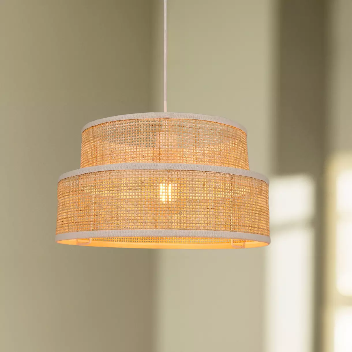 eminza Suspension lumineuse en paille (D35 cm) Yuca Beige