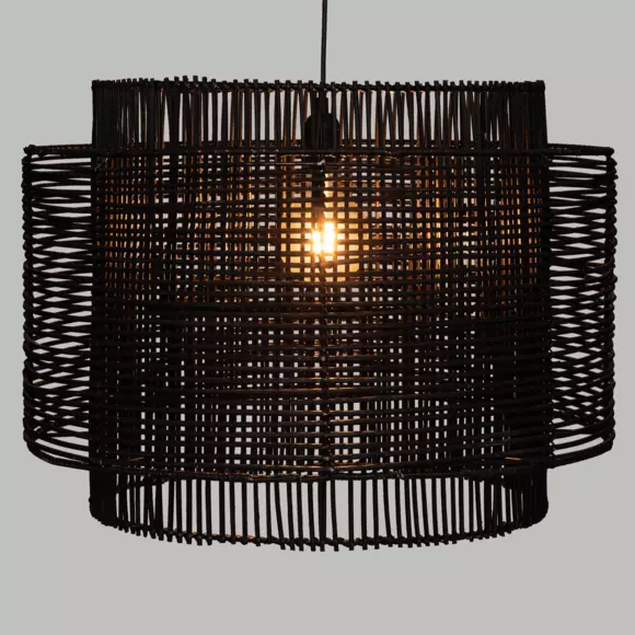 Eminza Suspension Lumineuse En Rotin (D58 Cm) Orna Noir