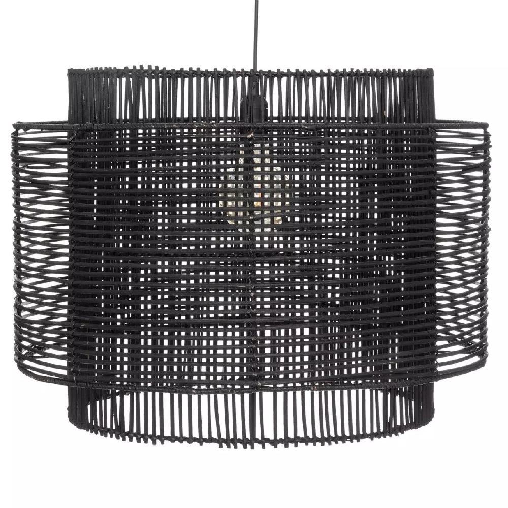 eminza Suspension lumineuse en rotin (D58 cm) Orna Noir