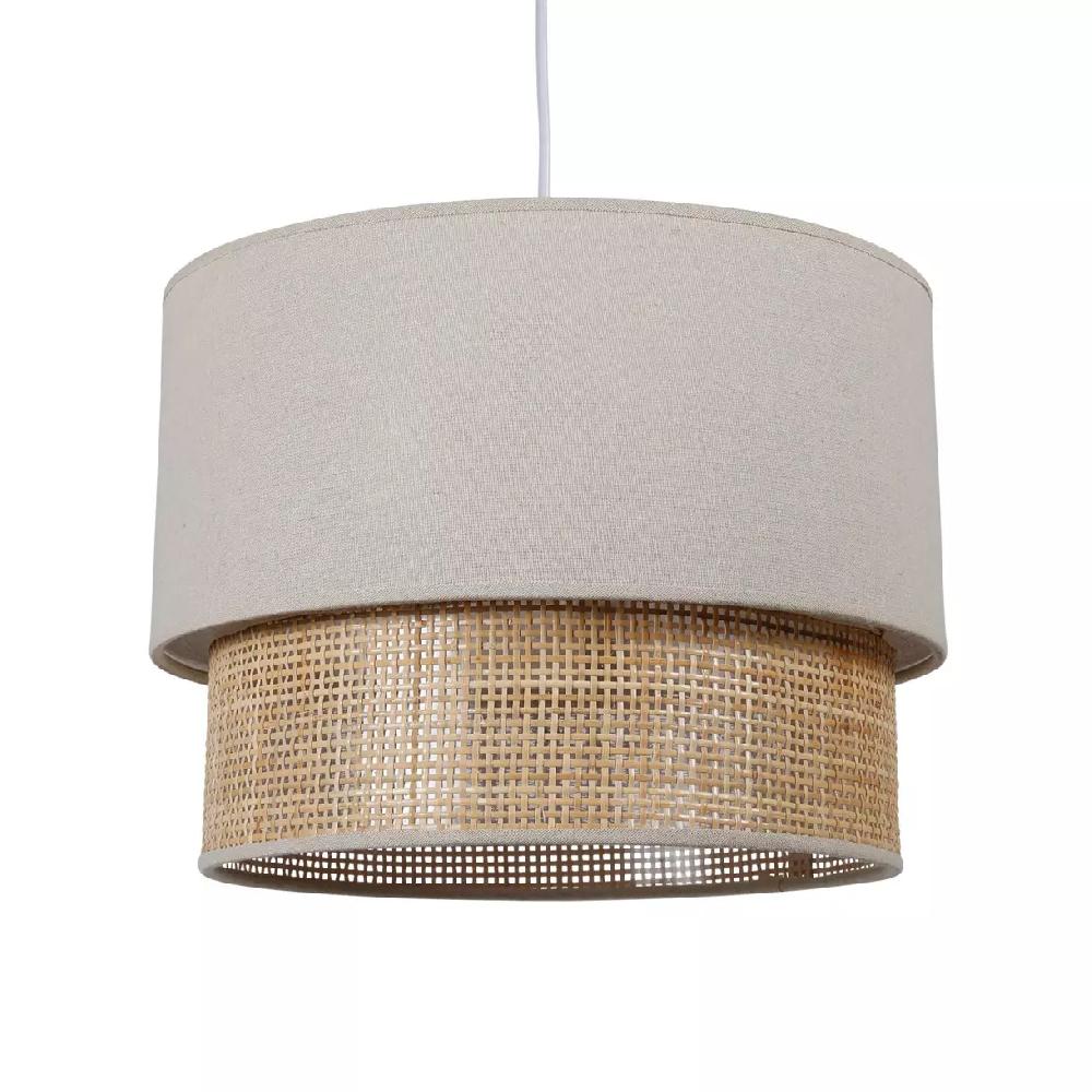 eminza Suspension lumineuse en rotin double (D35 cm) Gigogne Beige