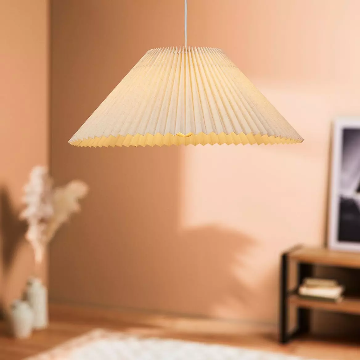 eminza Suspension lumineuse en tissu (D52 cm) Aurélia Beige