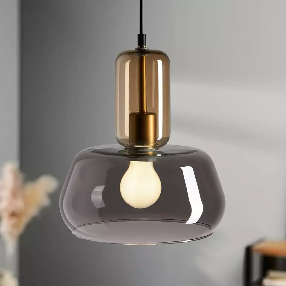 eminza Suspension lumineuse en verre (D24 cm) Dulcia Noir