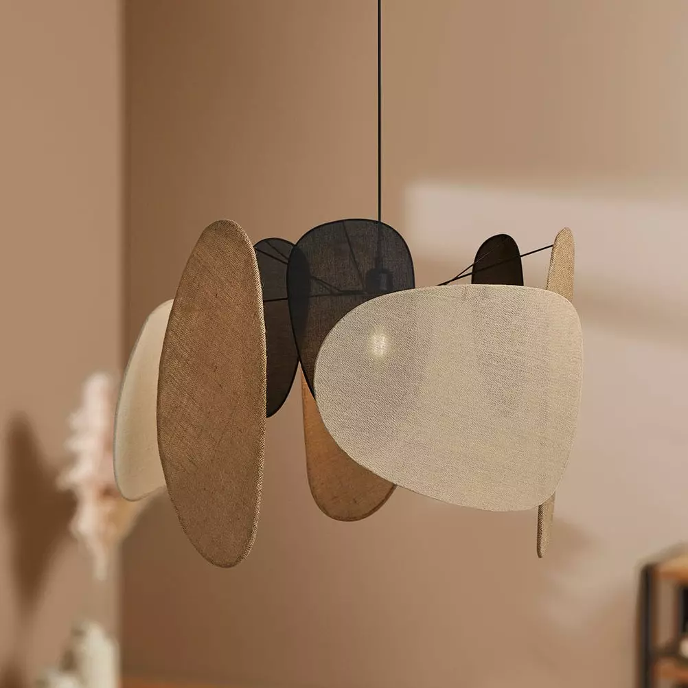 eminza Suspension lumineuse jute et lin (D66 cm) Almeria Beige