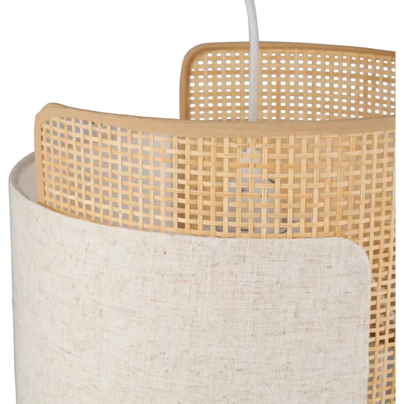 Eminza Suspension Lumineuse Lin Et Bambou (D28 5 Cm) Bourgeon Beige