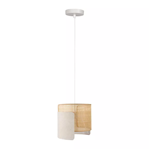 Eminza Suspension Lumineuse Lin Et Bambou (D28 5 Cm) Bourgeon Beige