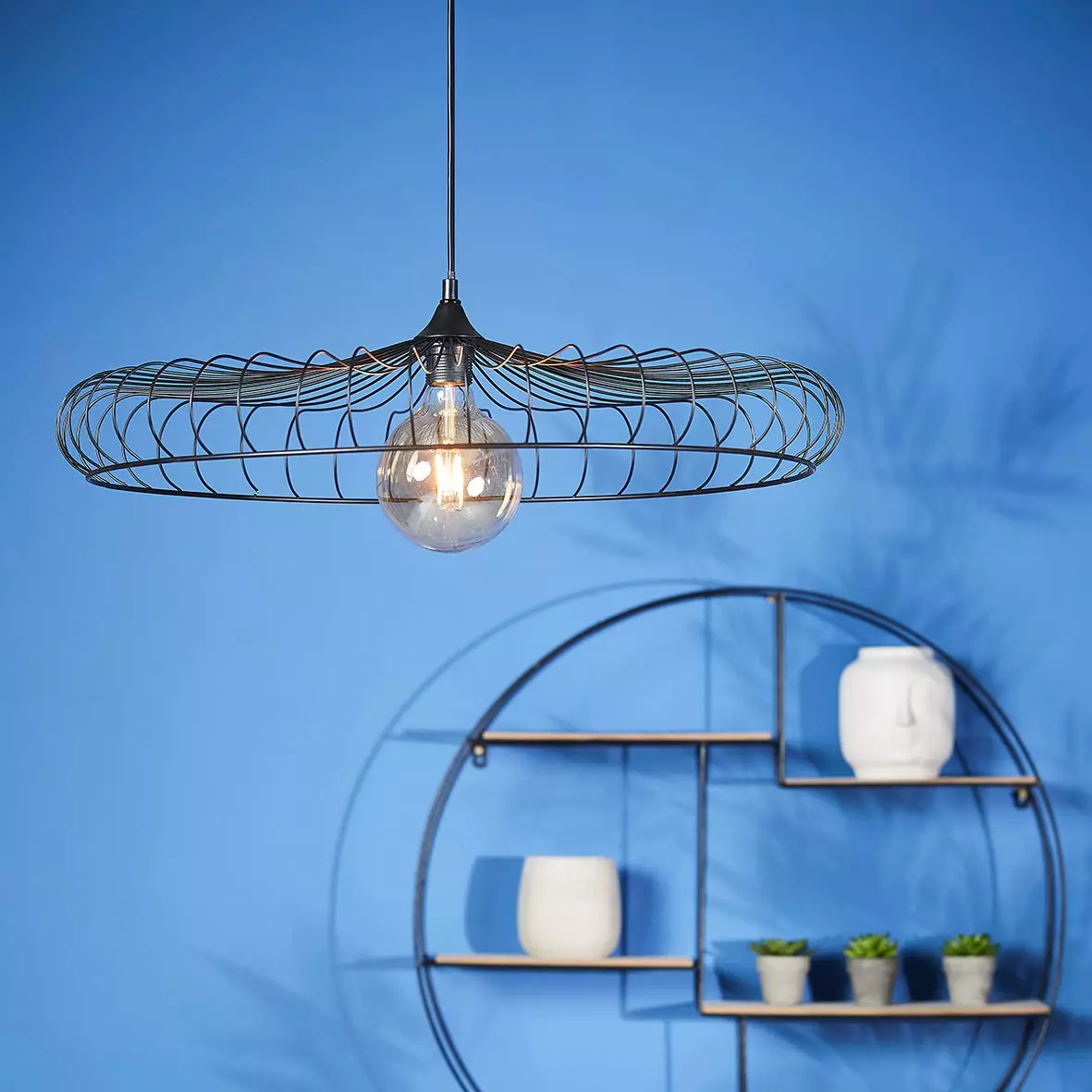 eminza Suspension lumineuse métal (D65 5 cm) Lisa Noir