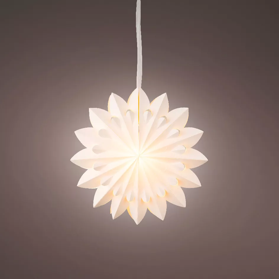 eminza Suspension lumineuse papier LED (D60 cm) Origami Floralia Blanc