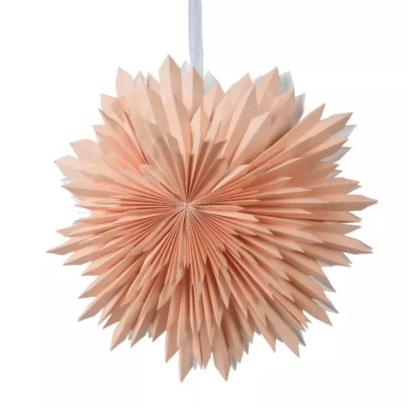 Eminza Suspension Lumineuse Papier Origami (D60 Cm) Flocon Rose Clair